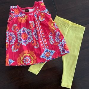 Tea Collection knit floral top with yellow legging